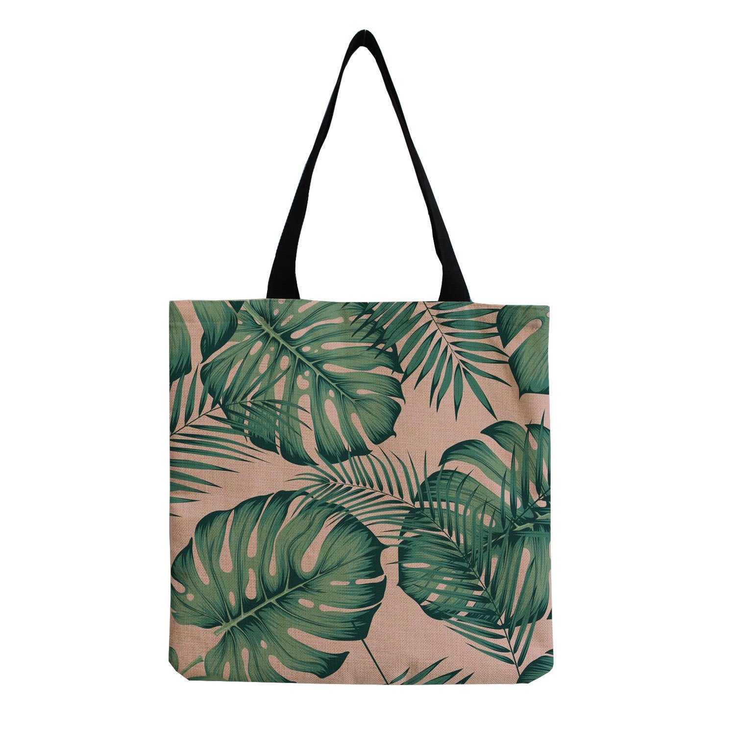 Wholesale Cotton Hemp and Green Leaf Printed Handbags